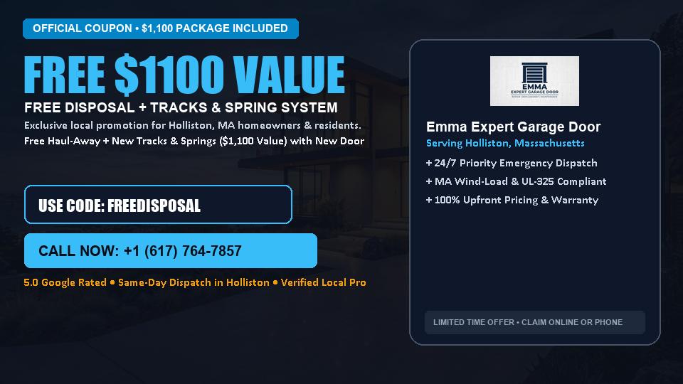 FREE Old Door Haul-Away & Heavy-Duty Tracks in Holliston, MA - Emma Expert Garage Door