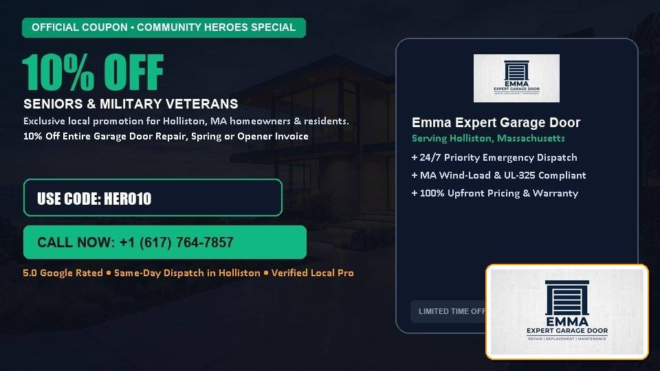 10% OFF Senior, Military & First Responder Discount in Holliston, MA - Emma Expert Garage Door